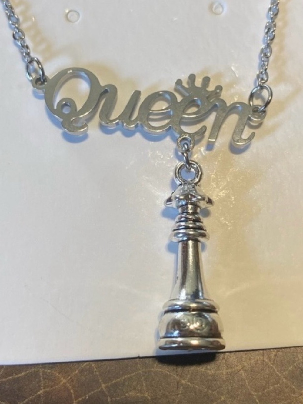 Queen Chess pc necklace Womans jewelry most powerful piece silver no rust steel